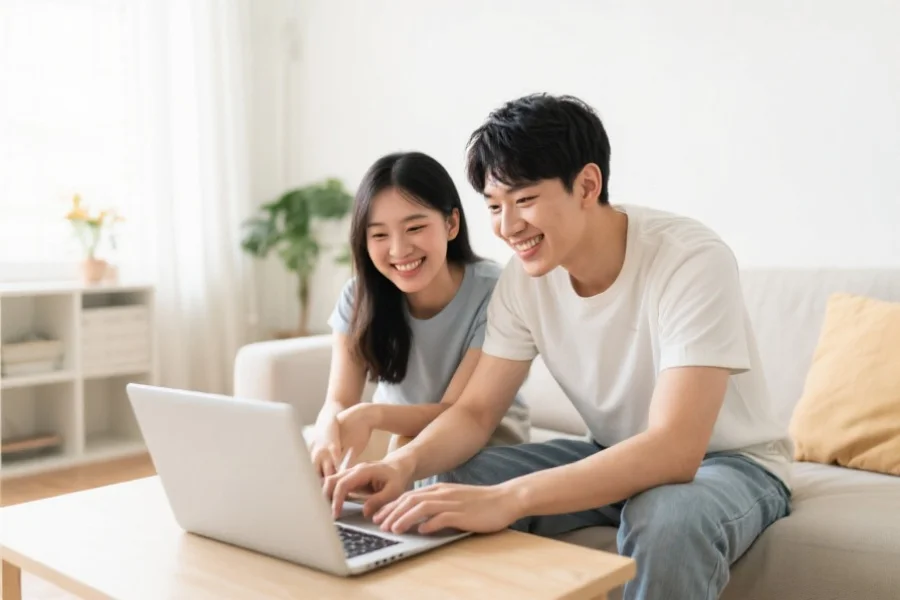 家庭中享受娱乐平台的人们